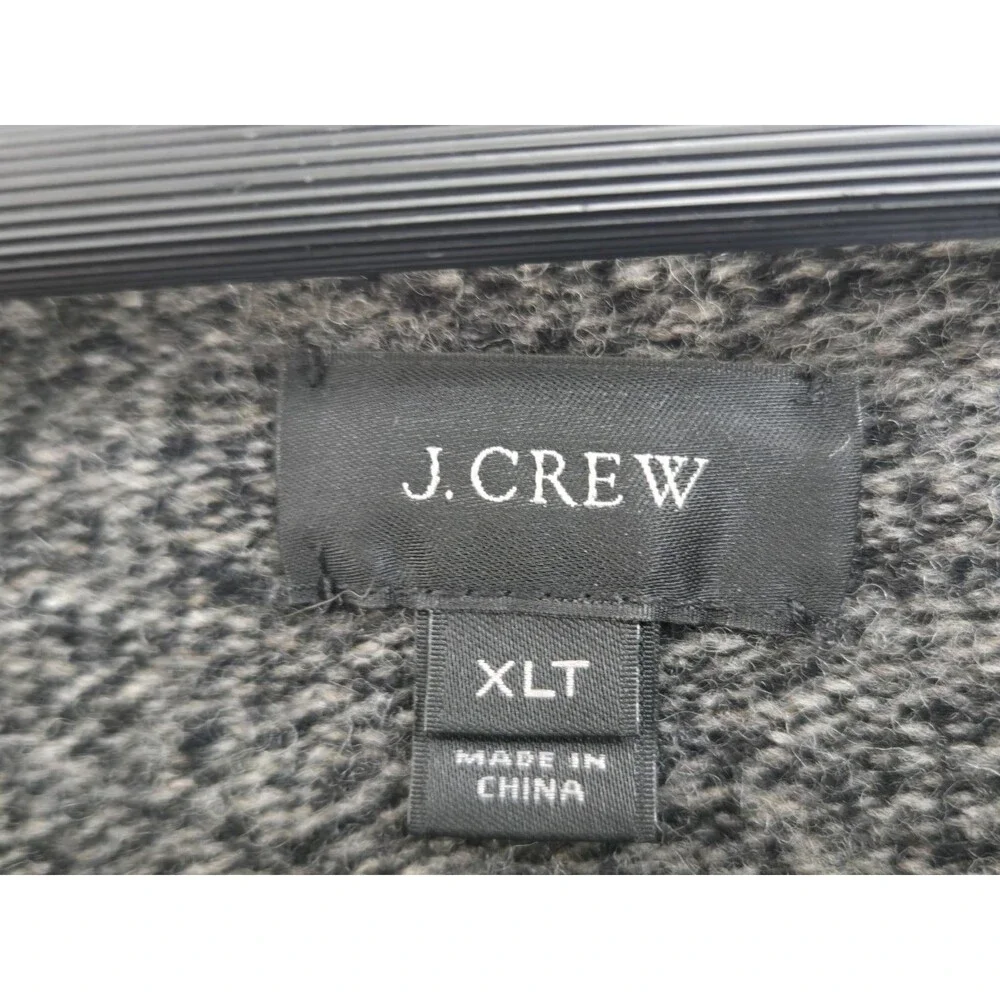 J Crew Sweater Mens Size XLT Grey 100%‎ Merino Wool V Neck Pullover Casual